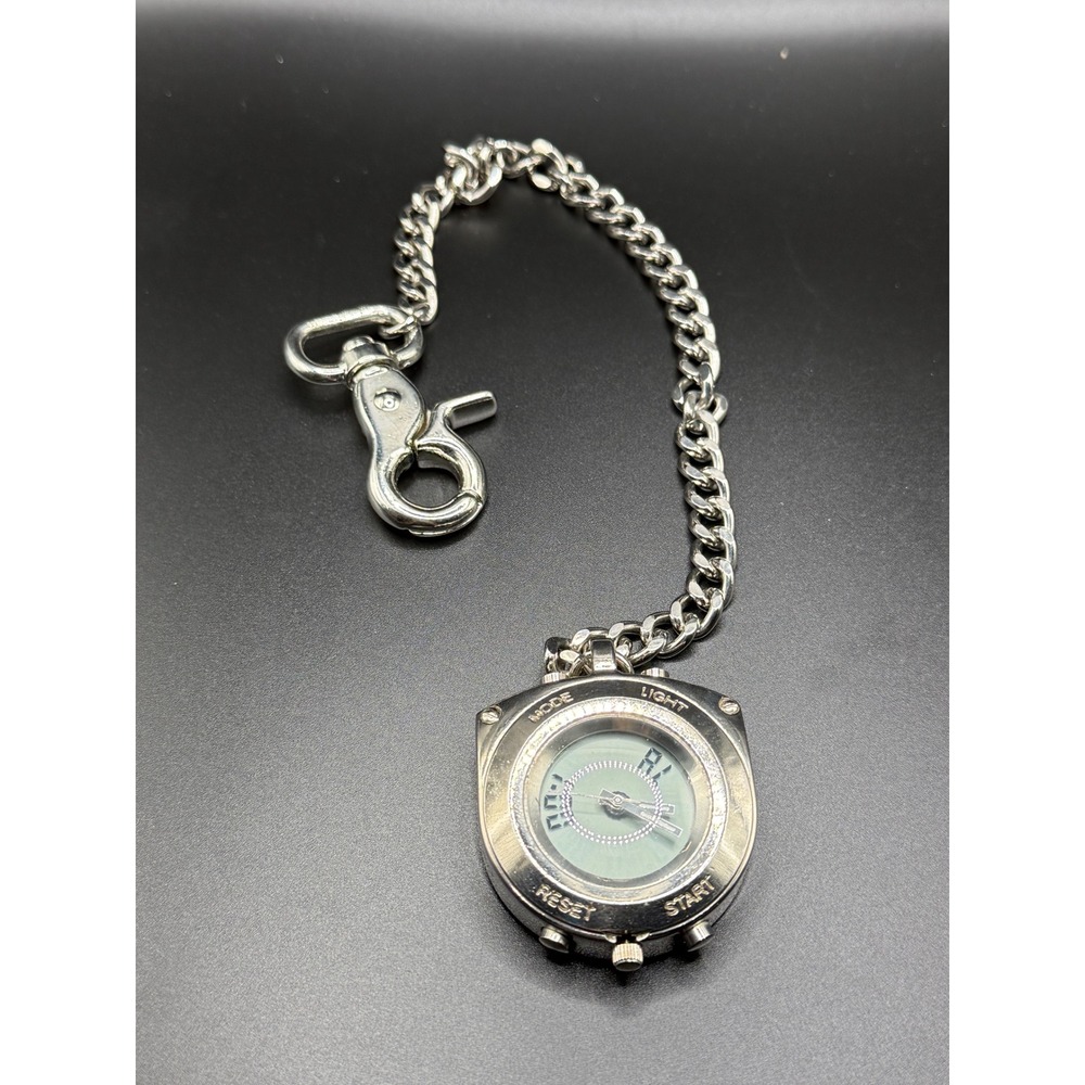 Accutime Watch Corp Pocket Fob Watch Chain Quartz Analog Digital Japan Movt